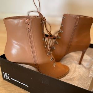 INC International Concepts Florita Size 10 Lace-Up Luggage Brown Shooties Boots